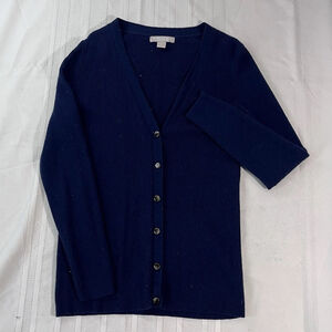 Banana Republic Extra Fine Merino Wool Ribbed Navy Timeless Cardigan Woman’s L